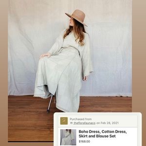 Boho dress, shirt and skirt set